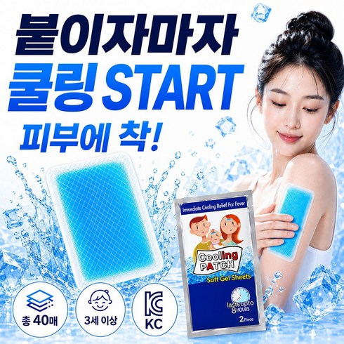 데이베크 시원한 쿨패치 쿨링 냉각 시트, 40개