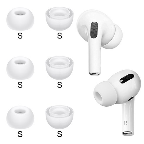 SOULWIT 교체용 이어팁-호환 모델 Airpods Pro/Pro 2 에어팟 프로/프로 2 전용 실리콘 소음 차단 미끄럼 방지 이어버드 이어팁 휴대용 화이트 3쌍, S