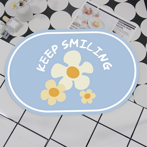 비기팬시 칼라풀데이지 빨아쓰는 규조토 발매트, KEEP SMILNG