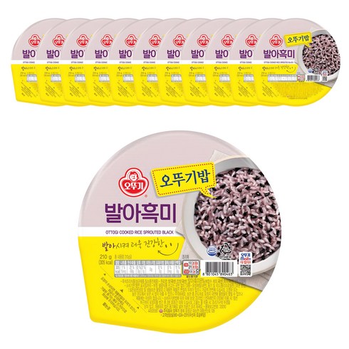 오뚜기 맛있는 밥 발아흑미, 210g, 12개