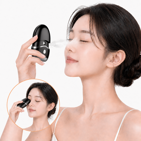 ERANSTAR 나노입자 전동 미스트기 눈 수분공급기 휴대용/온열 홈케어/눈 피로 완화, 블랙