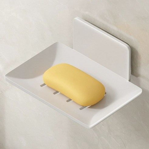 리빙디움 욕실 고급 무타공 비누 받침대, 1개, 심플 화이트