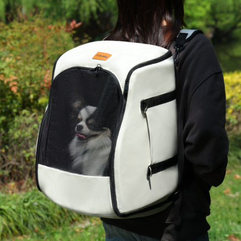 PAWZ Road 강아지 고양이 이동가방 백팩 애견 이동장 이동식 카시트, 1개, 베이지