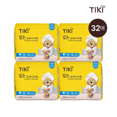티키 입는 오버나이트 순면감촉 특대형 32매(8입X4팩), 8개입, 4세트