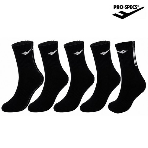 프로스펙스 컴포트핏 백라인 쿠션 중목 양말 5족 세트, 블랙(PRCCLMDL-BK5), 1세트