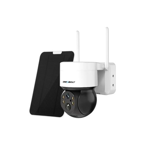 Genbolt 태양광 충전식 무선 실외용 CCTV 감시 카메라 사람 감지 자동추적 Wi-Fi PTZ IP66 방수, 1개, GB-222HKXV