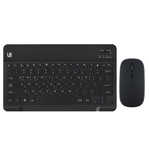 UB BK1 블루투스 무선 키보드+마우스 세트, 텐키리스, 블랙 라지, BK 1