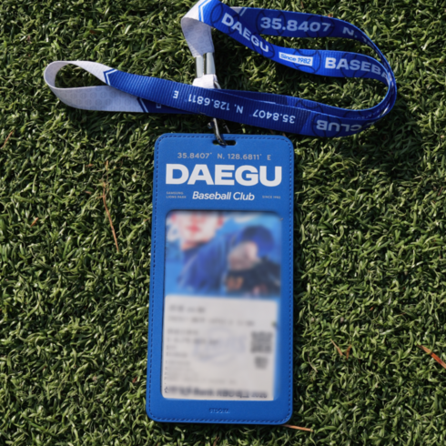 야구 티켓 홀더 세트 야구 굿즈 선물 (가죽 티켓 홀더 및 랜야드), 1세트, DAEGU BLUE
