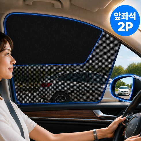 메라움 눈부심 차단 햇빛가리개 시야확보 자석 고정 메쉬형 자외선차단 앞좌석 2P, 오스틴블랙, 2개