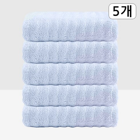 Craftsy 극세사 호텔 수건 40수 고흡수력 먼지없는 속건 타올 세면타월, 5개, 하늘색