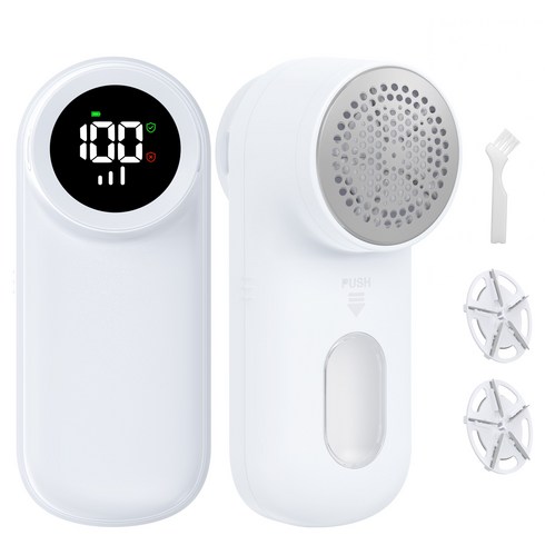 Elfcity 보풀제거기 휴대용 충전식 강력 6중날 무선 세탁소용 + 추가날, 화이트, YM09