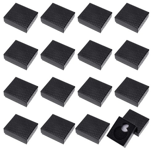 블랙 페이퍼 텍스쳐 시계 보관 단일 정사각형 케이스 8x7x3cm 스펀지 내장 1개입