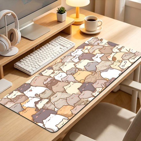(많은 고양이)XXL 대형 마우스패드 900X400X3mm 고해상도 인쇄 미끄럼 방지, 혼색 많은 고양이 1, 1개