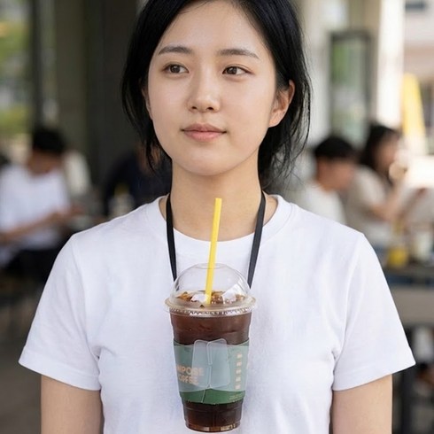 넥슬링 핸즈프리 컵홀더 목걸이 테이크아웃 컵홀더 휴대용 컵캐리어, 1개, 1개입
