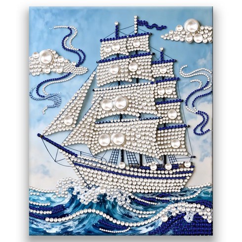 호우맘 3D 진주 보석십자수 캔버스형 DIY 키트 40 x 50 cm, HM007-세일보트, 1개