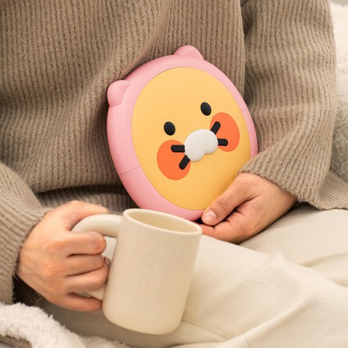 카카오프렌즈 빅워머 온열찜질기 앤 보조배터리 10000mAh, 핑크 춘식