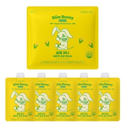 뉴베러 슬림 버니 단백질 쉐이크 파우치 초당콘슈슈맛, 40g, 5개