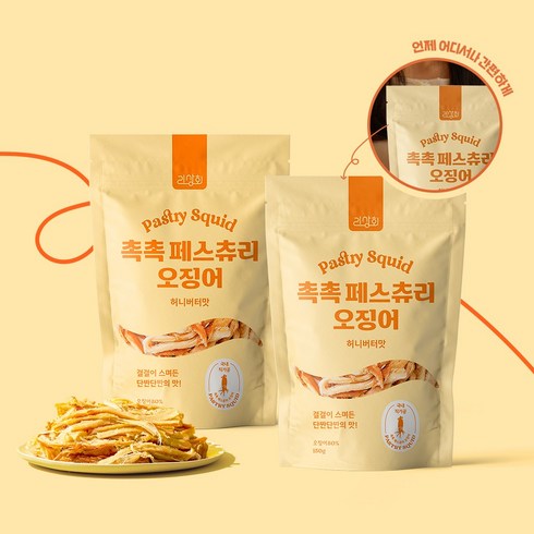 리상회 촉촉 페스츄리 마른 오징어 간식 허니버터맛, 130g, 3개