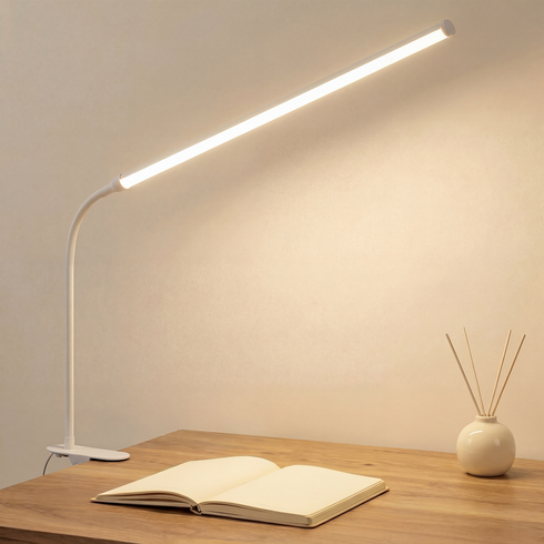 히즈엔 3톤 LED 스탠드 밝기조절 책상 조명, 화이트 38cm