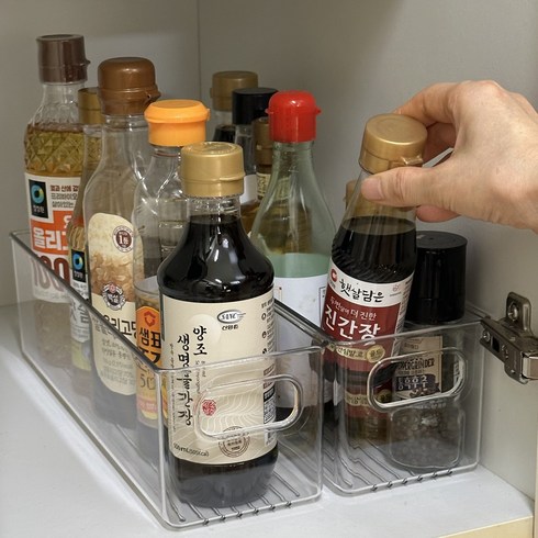 아윤 평생 쓰는 견고한 주방 양념통 정리함 선반, 2개, 투명