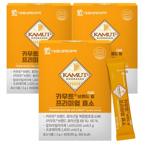대웅생명과학 카무트R 브랜드 밀 프리미엄 효소, 90g, 3개