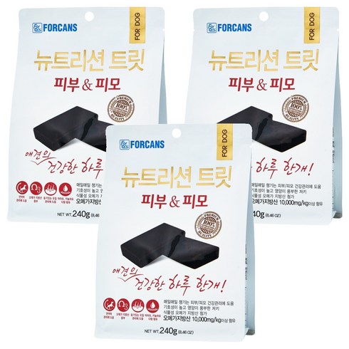 포켄스 강아지 뉴트리션 트릿 영양제, 240g, 피부/피모, 3개