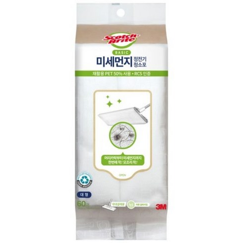 스카치브라이트 올뉴 베이직 재활용 PET 사용 정전기 청소포 60p, 1개