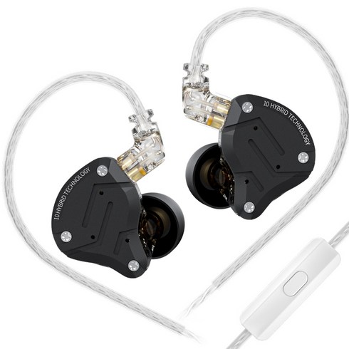 Keephifi KZ ZS10 PRO 10대 하이브리드 기술 유선 인이어 이어폰 IEM, 마이크, 올 블랙