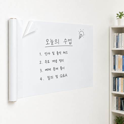 붙이는 무점착 화이트보드 정전기 시트지, 화이트(절취선)