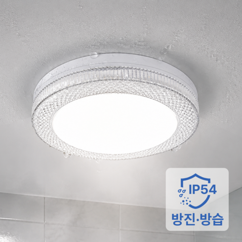 WHAREIDI 서울 LED칩 원형 크리스탈 방습 직부등 25W, 1개, 주광색