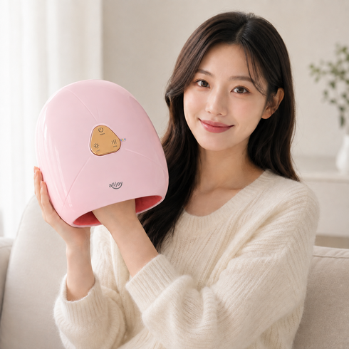 올조이 온열 손마사지기 손가락 마사지기 무선 핸드 손안마기, AJHDM2401, 핑크
