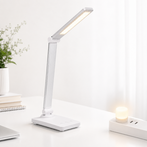 damerino LED 접이식 데스크 스탠드 책상조명 5단 밝기조절 USB 충전기 포함 + 전구색 USB 미니전구 1P