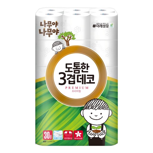 나무야나무야 도톰한 3겹 데코 고급 롤화장지, 30m, 30개입, 1개