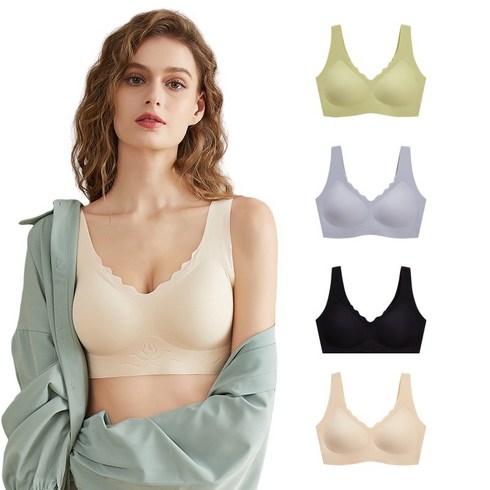 Montheria 스포츠 고탄력 심리스 노와이어브라 4세트 D12-03