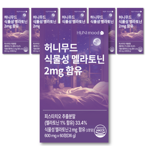 허니무드 식물성 멜라토닌 2mg, 60정, 6개