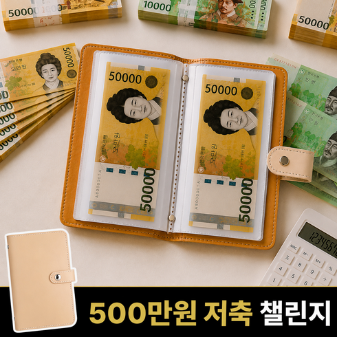라보슈 차곡차곡 현금바인더 500만원 챌린지 지폐 저축 다이어리, 1개, 샌드베이지