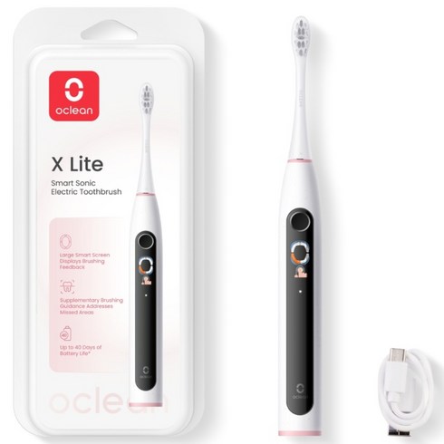 오클린 Oclean 음파 전동칫솔 X Lite 칫솔질 리포트 초미세칫솔모 스마트 스크린 분당72000회, 1개, 그레이