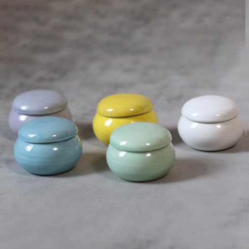 붓다북 재물운 풍수 미니 도자기 단지 (소금+팥 제공) - 현관 항아리, 1개, 하늘