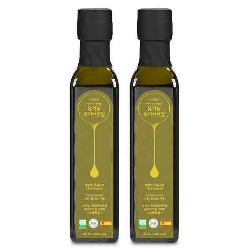 자연해답 골든 엑스트라버진 유기농 올리브오일 그린올리브 냉압착 100%, 2개, 250ml