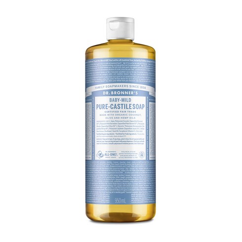 닥터브로너스 베이비 마일드 퓨어 캐스틸 솝 페이스 앤 바디워시, 950ml, 1개
