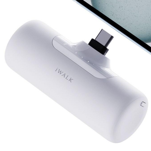 아이워크 iWALK 도킹형 미니 보조배터리 고속충전 일체형 4500mAh 아이폰 C타입 휴대용 잔량표시, 화이트, LPB4500C-002A