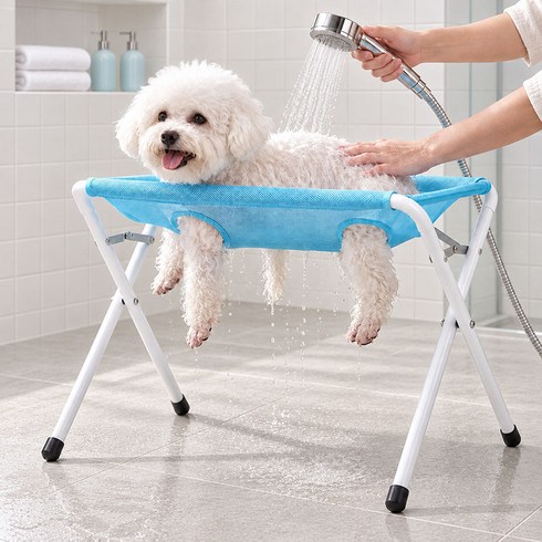 LTJZ 강아지 고양이 목욕 해먹 접이식 애견 미용대 샤워 미용 발톱관리 거치대, 1개, 블루