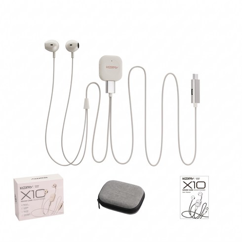 KOORFLY X10 3in1 사운드카드 내장 노래방 이어폰 방송용 유선 핀마이크 노이즈캔슬링 전용앱 연동, 로즈골드, X10 올인원 이어폰