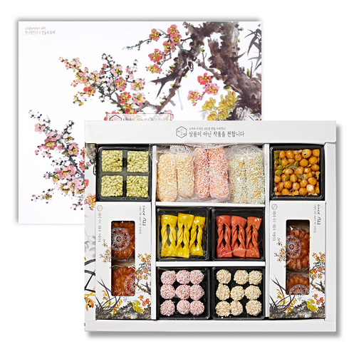 화백콜라보 사군자 2단구성 한과 선물세트, 1세트, 860g