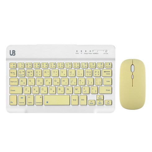 UB BK1 블루투스 무선 키보드+마우스 세트, 텐키리스, 옐로우 스몰, BK 1