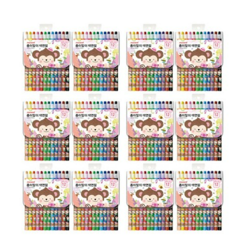모나미 여아용 모니주 종이말이 색연필, 12색, 12세트