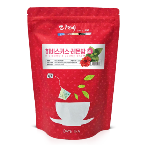[본사직영] 다예 맛있는 히비스커스 레몬밤차 생분해 삼각티백, 1개, 50개입, 1g