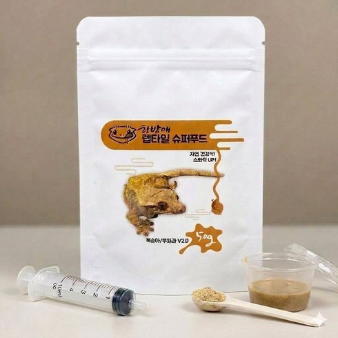 한방애렙타일 네츄럴 슈퍼푸드 크레스티드게코 사료 도마뱀 먹이, 50g, 1개
