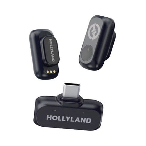 홀리랜드 HOLLYLAND LARK A1 시리즈 듀얼 무선 핀마이크 USB-C 라이트닝 스마트폰용 초소형 노이즈 캔슬링 유튜브 브이로그 라이브방송 마이크, 그레이, LARK A1 Mini Duo Type-C
