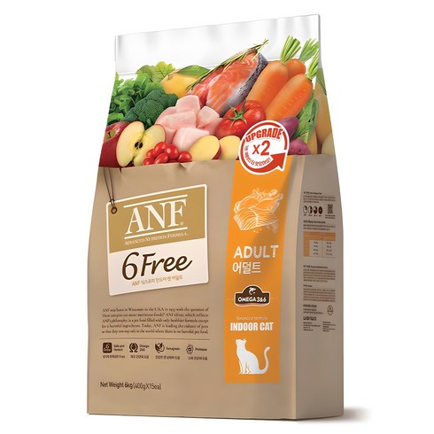 ANF 식스프리 인도어 캣 기능성 사료, 닭, 6kg, 1개